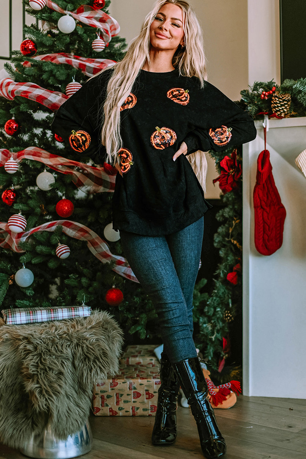 Women's Baggy Lantern Split Hem Sweatshirt
