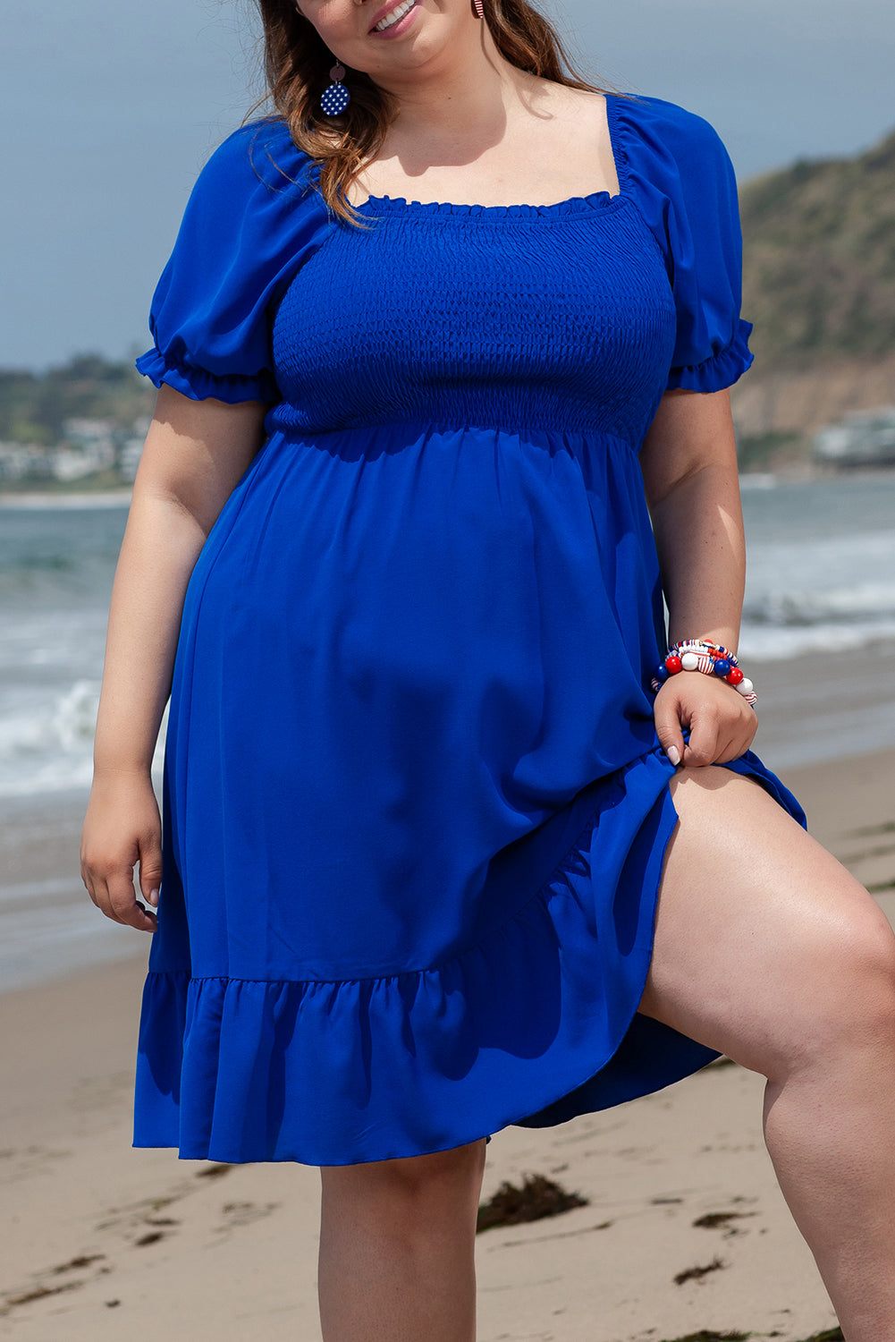 Women's quare Neck Plus Size Mini Dress