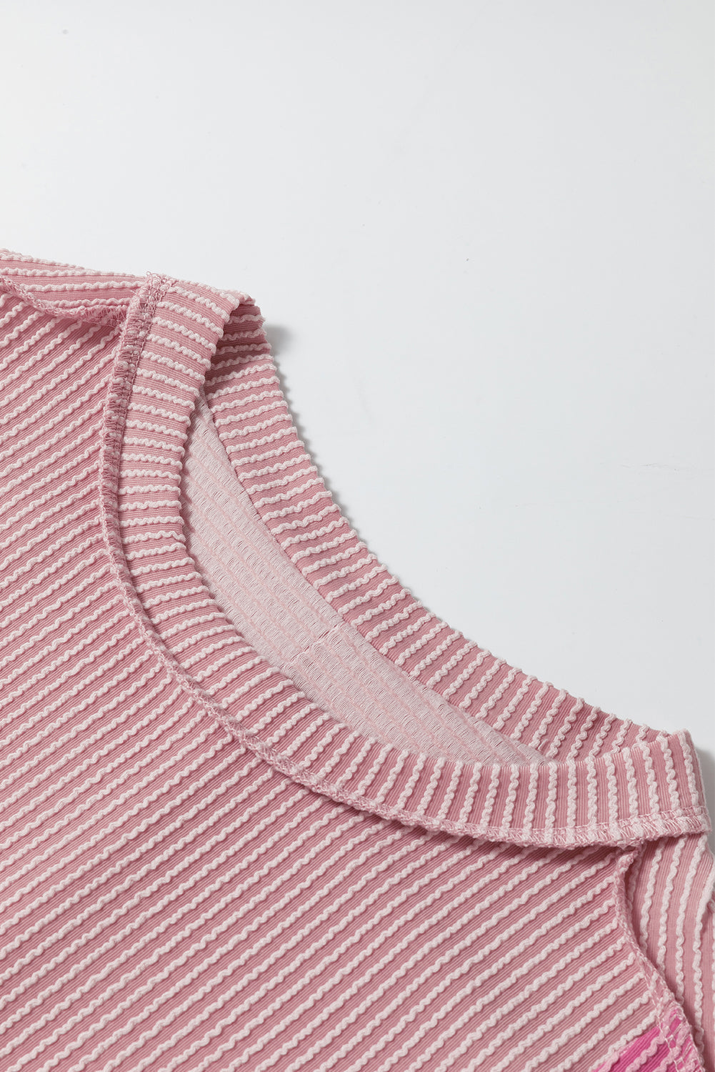T Shirt for Women Crew Neck Textured Color-Block