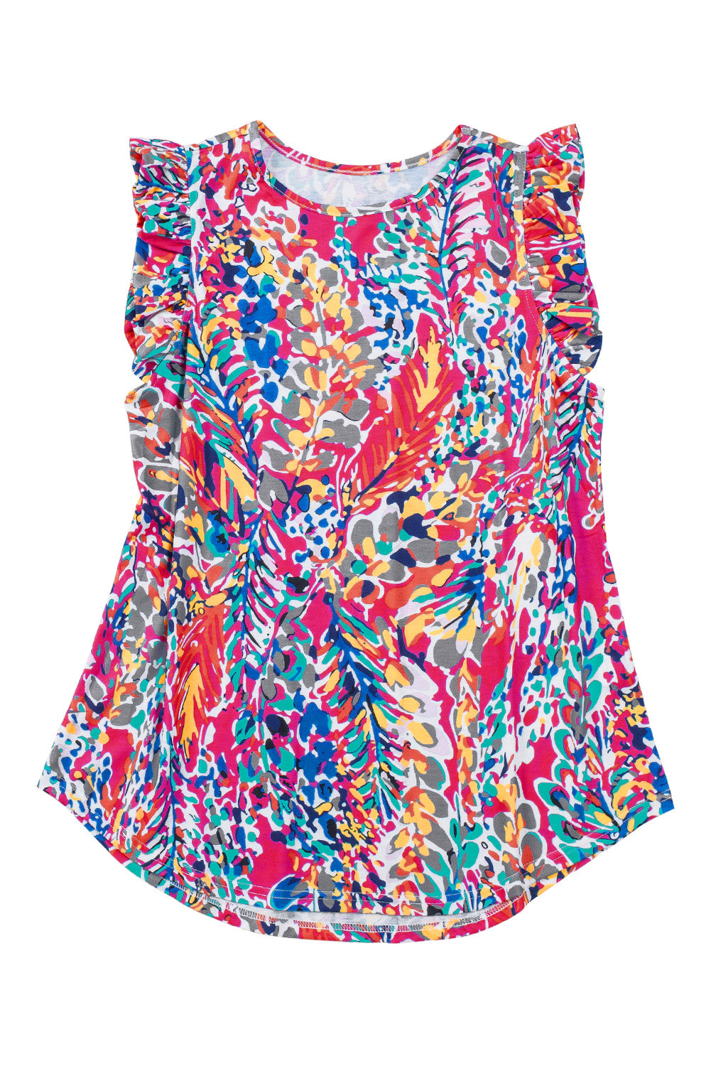 Women's Ruffles Featuring Tank Top with Floral-Print Print