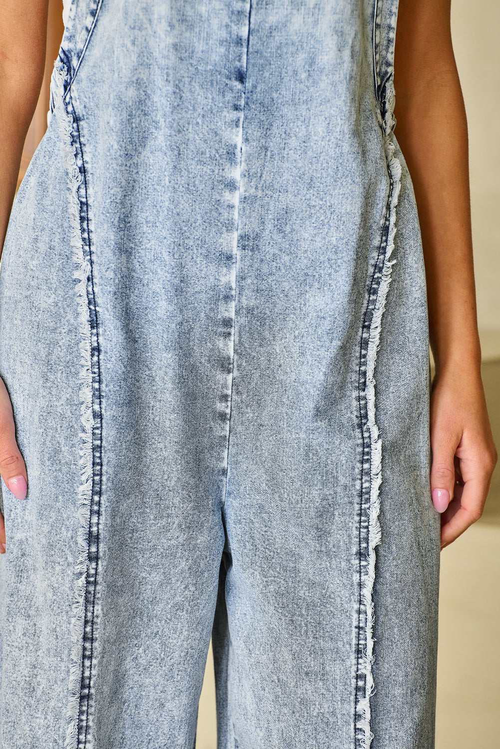 Women's Light Wash Wide-Leg Denim Overall
