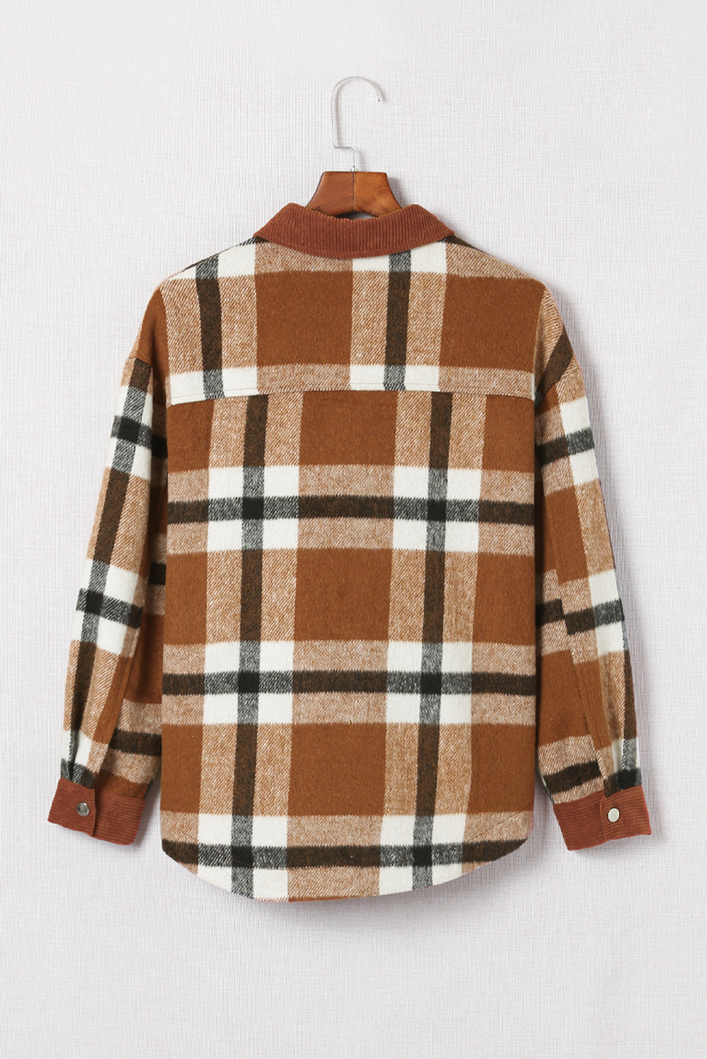 Shirt Jacket for Women Button-Front Plaid Pocket-Detail