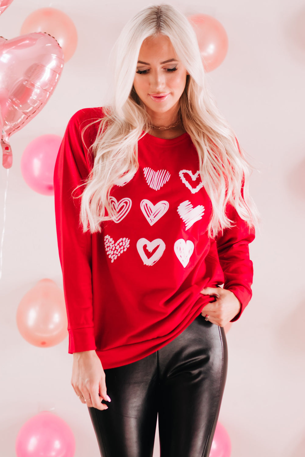 Sweatshirt for Women Hearts Crew Neck Women