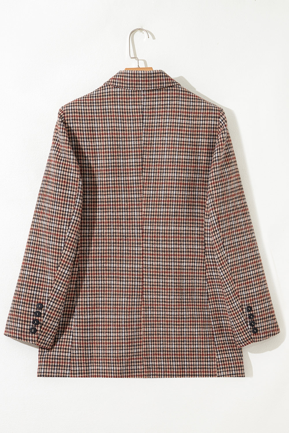 Houndstooth Lapel Collar Blazer in Brown