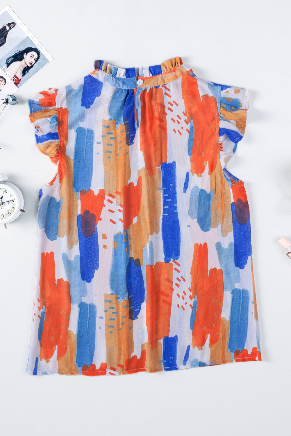 Women's Sleeve Ruffle-Trimmed Flutter Tank Top