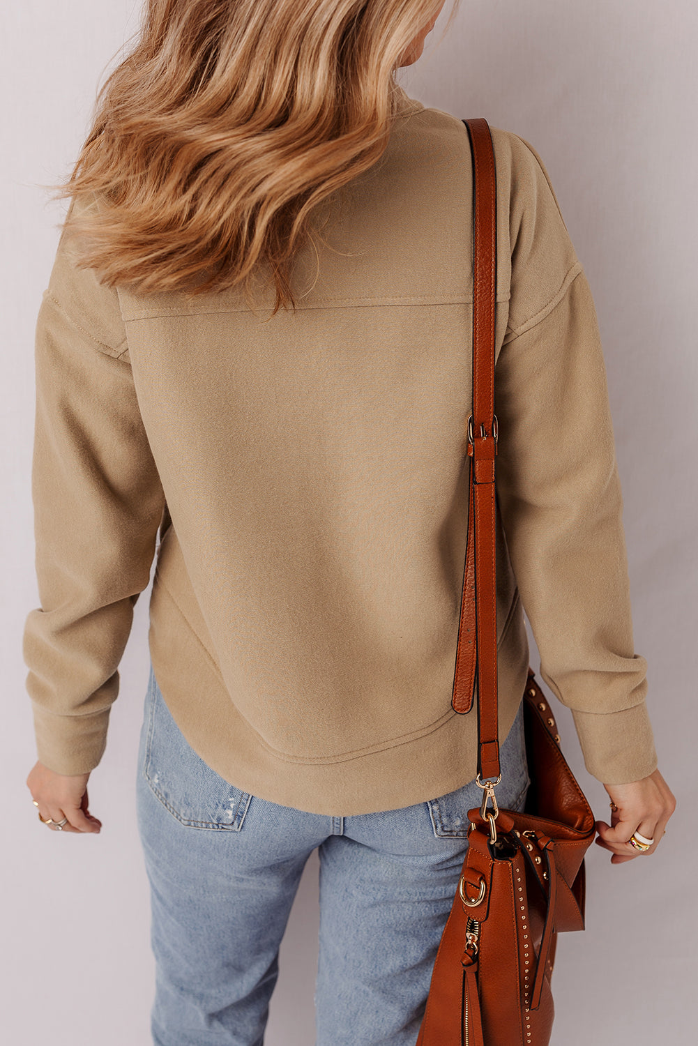 Grommet Detail V-Neck Sweatshirt