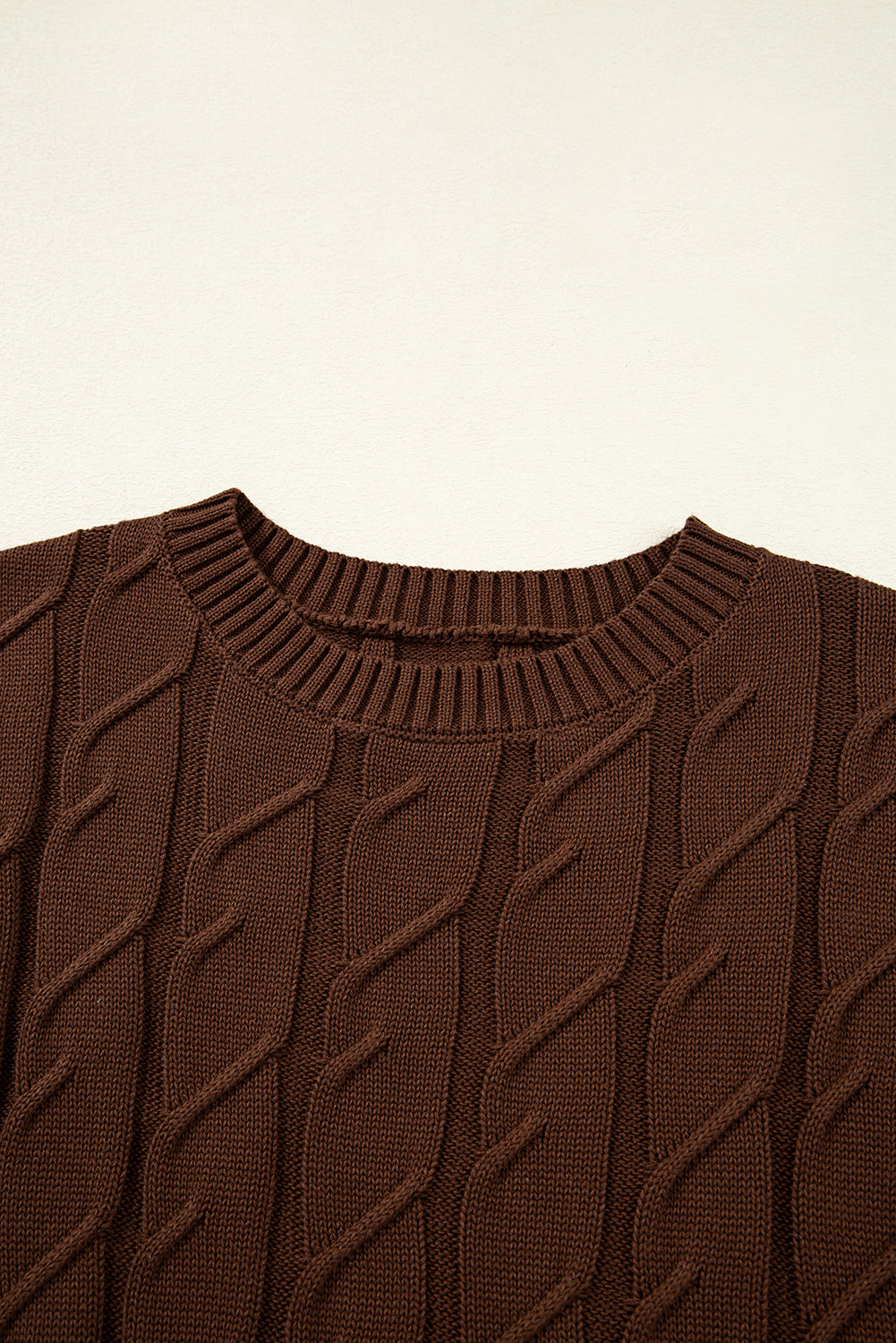 Crew-Neck Cable Texture Short-Sleeved Knit Top Top