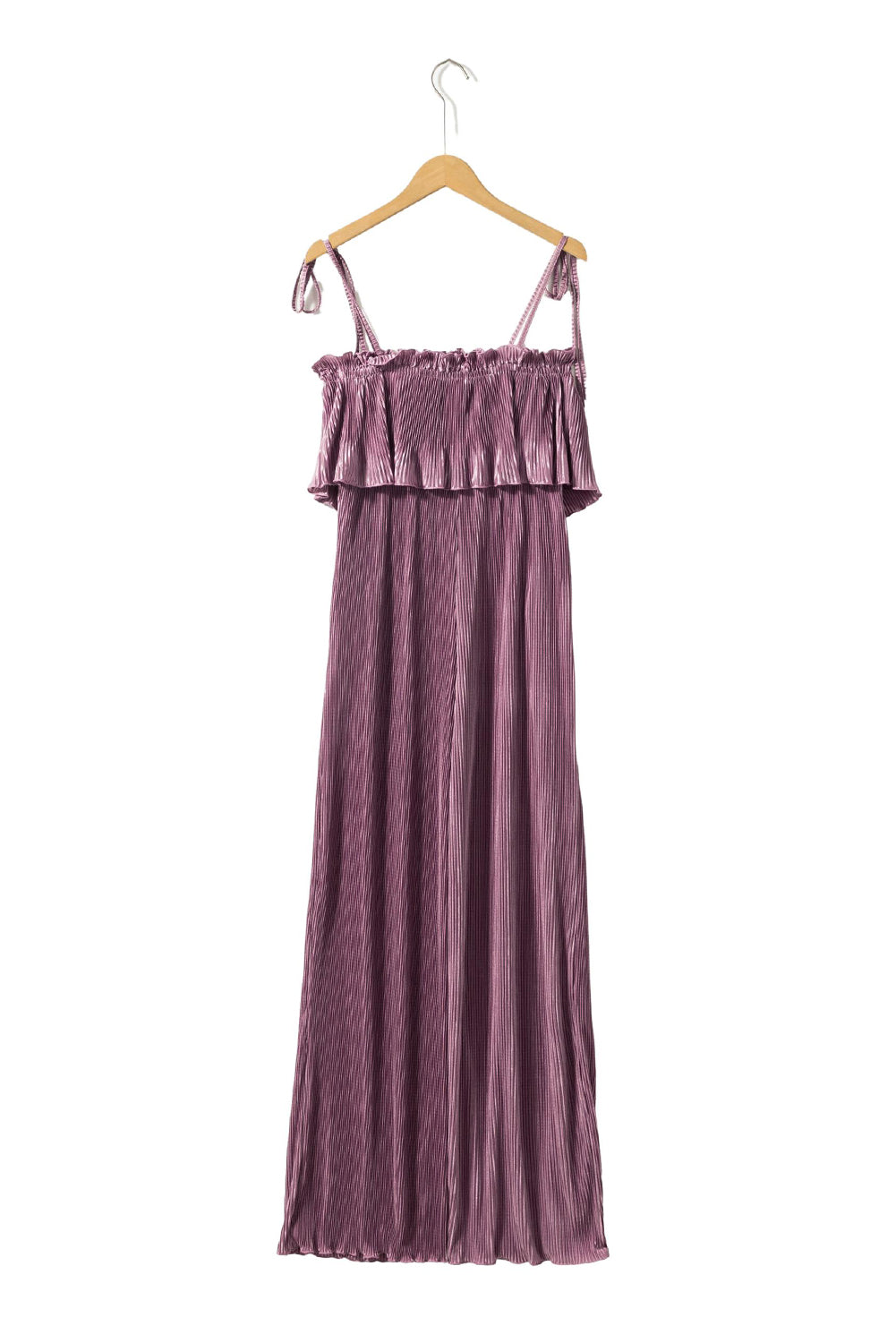Women's Leg Jumpsuit with Straps Pleat-Detail Wide Tie-Front