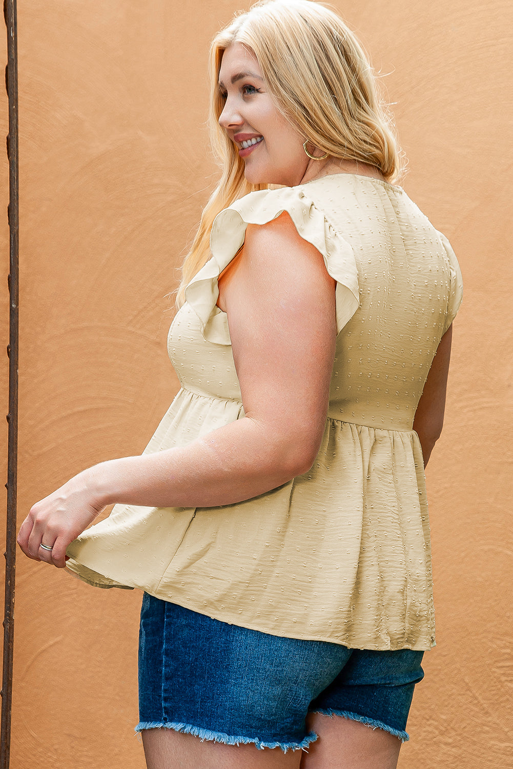 Women's Babydoll Top Featuring Lace-Trimmed Trim Plus Size