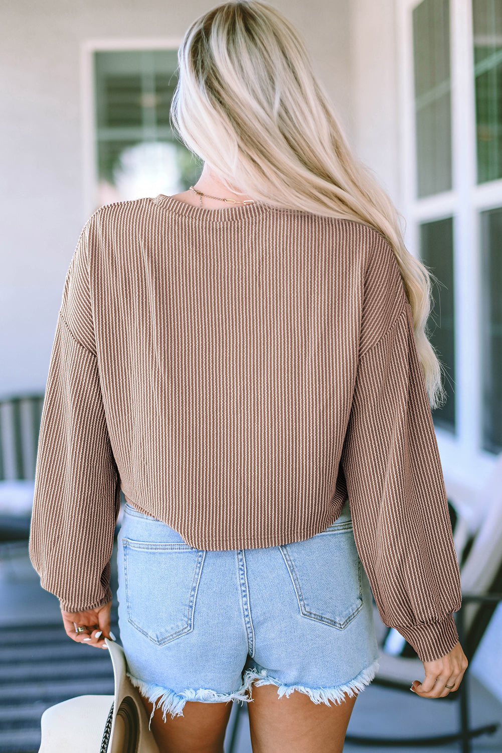 Women's Dropped-Shoulder Balloon Sleeve Top