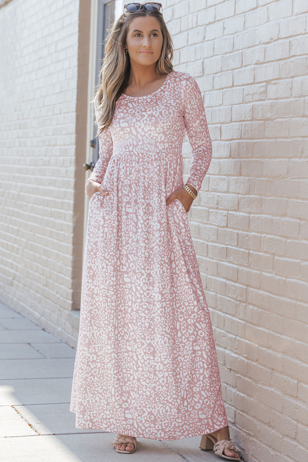Women's Maxi Dress with Long-Sleeve Empire-Waist