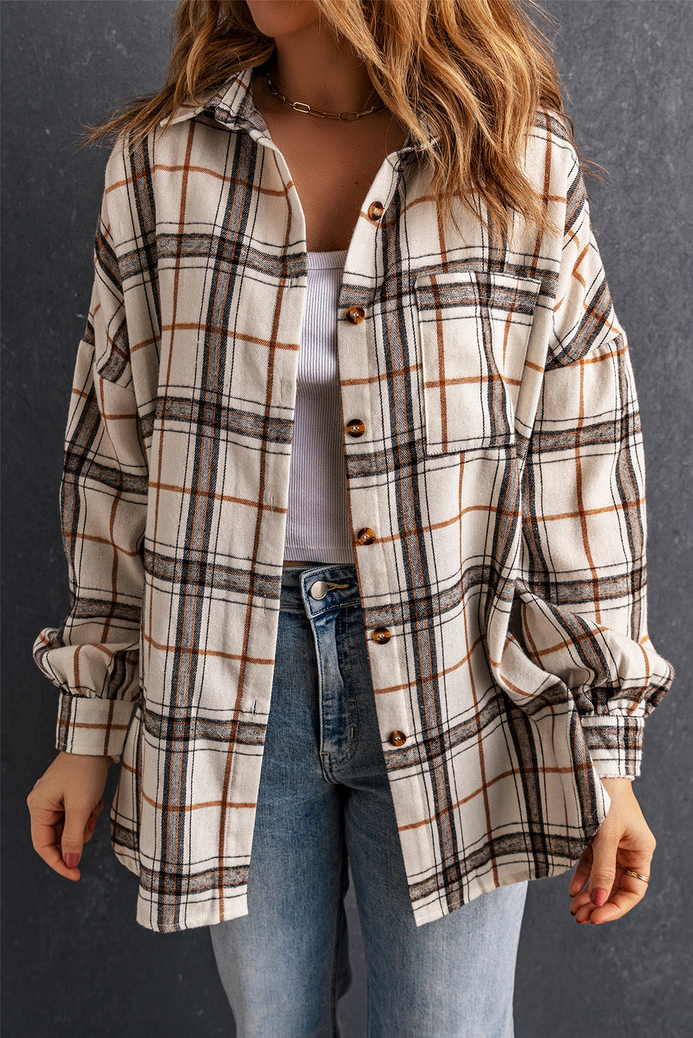 Women's Oversized Plaid Pattern Shacket