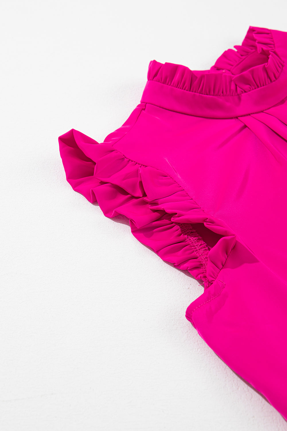 Women's Top Featuring Pleat-Detail Frill-Trimmed Trim Sleeveless