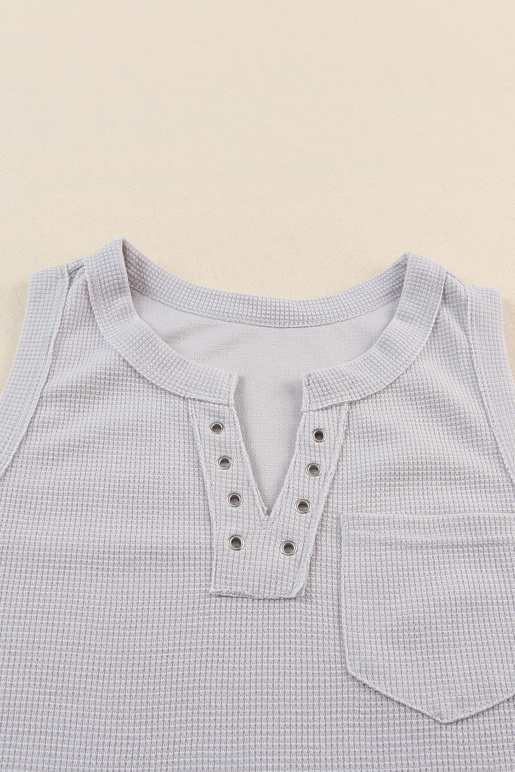 Women's Tank Featuring Thermal Knitted Notched Eyelet