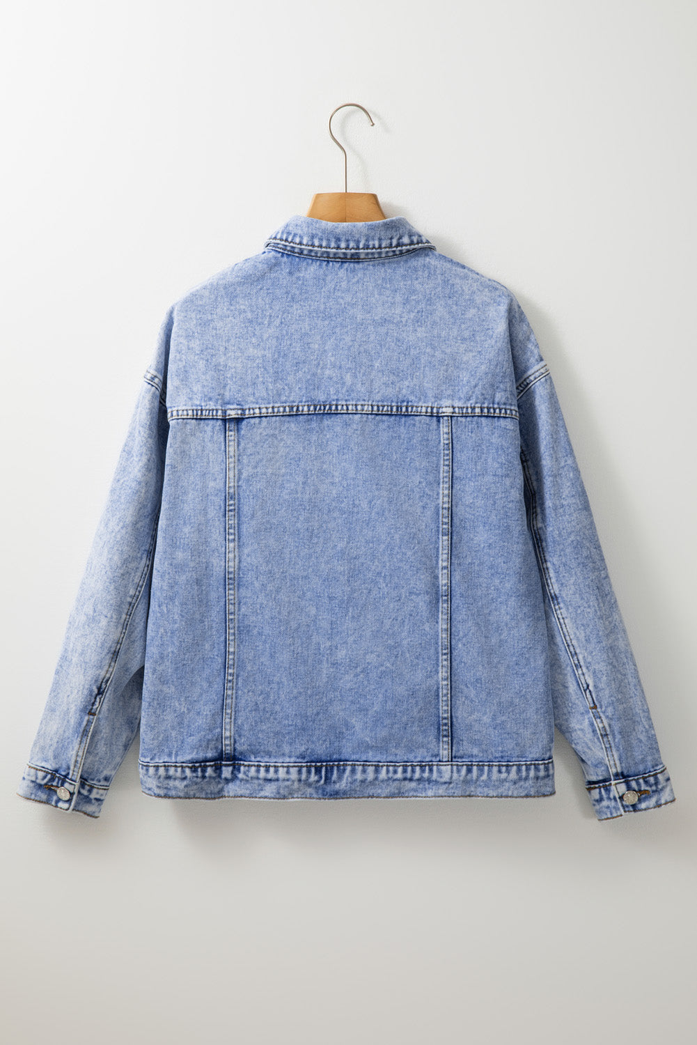 Retro Washed Flap Pockets Denim Jacket in Beau Blue