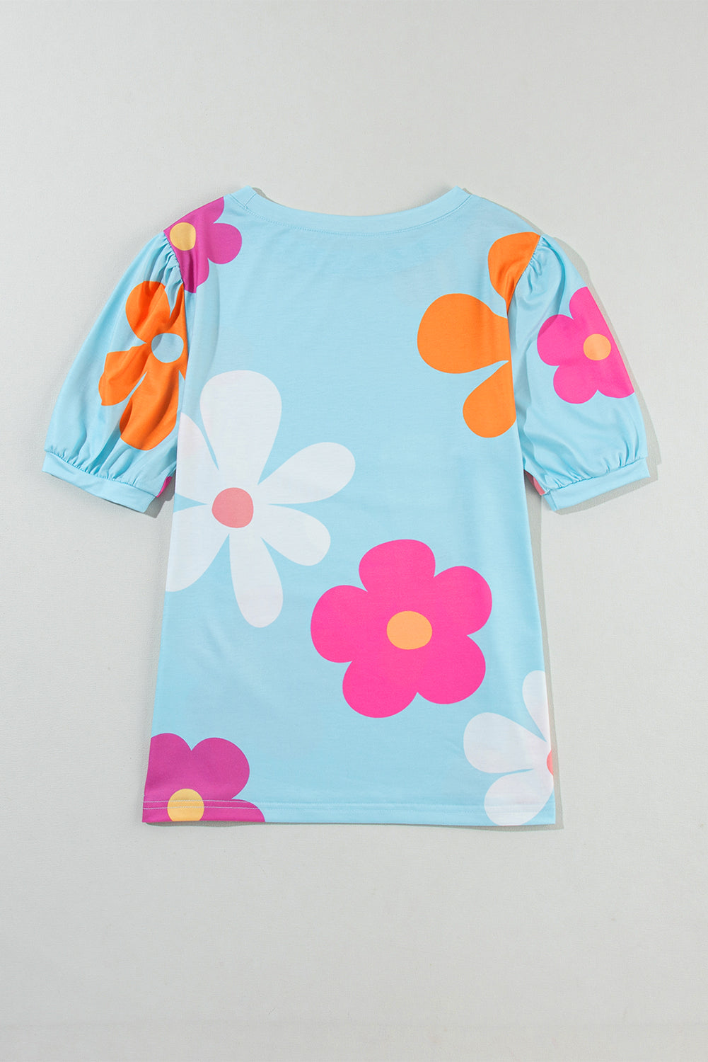 Tee for Women Bubble Sleeve Floral-Print Everyday Style