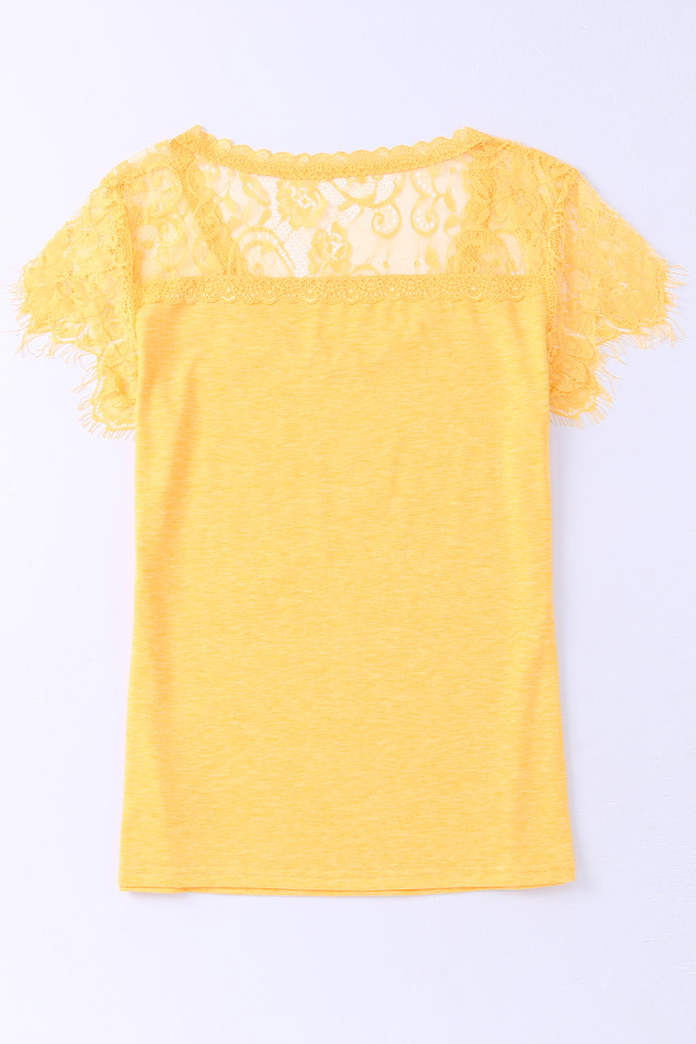 T Shirt for Women Lace-Trimmed Crochet U Neck