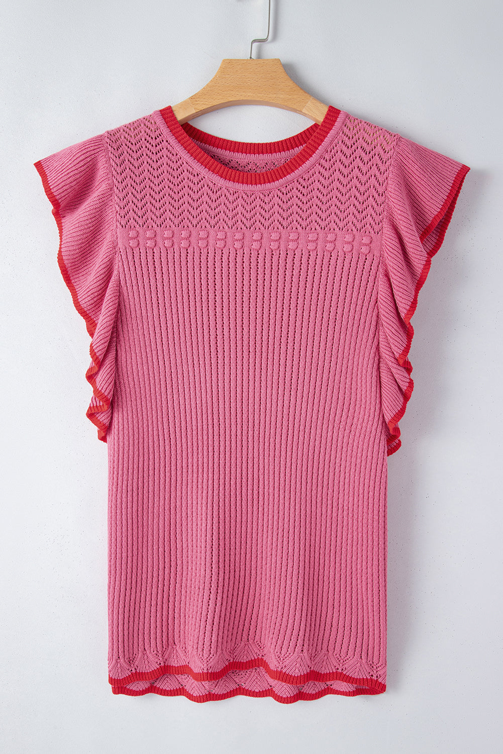 Women's Sweater with Size Short-Sleeve Trim Plus
