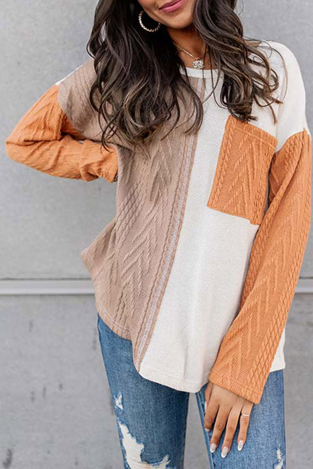 Knit Top for Women Long-Sleeve Chest