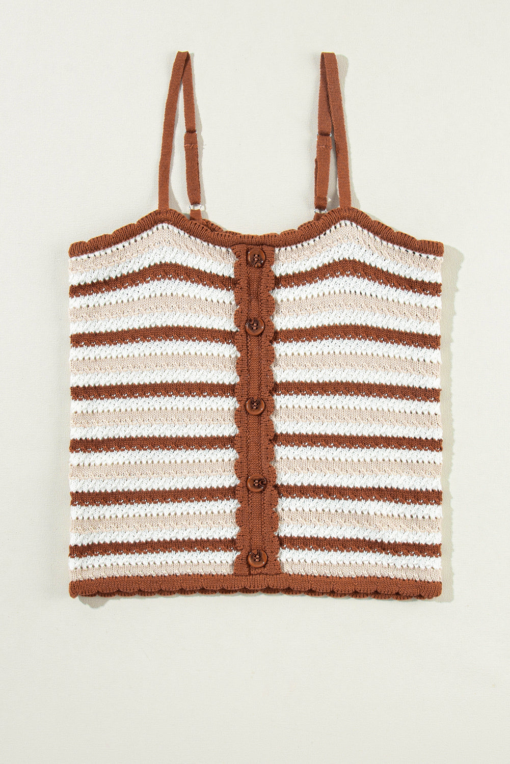 Vest for Women Striped Button-Front Cropped Knitted