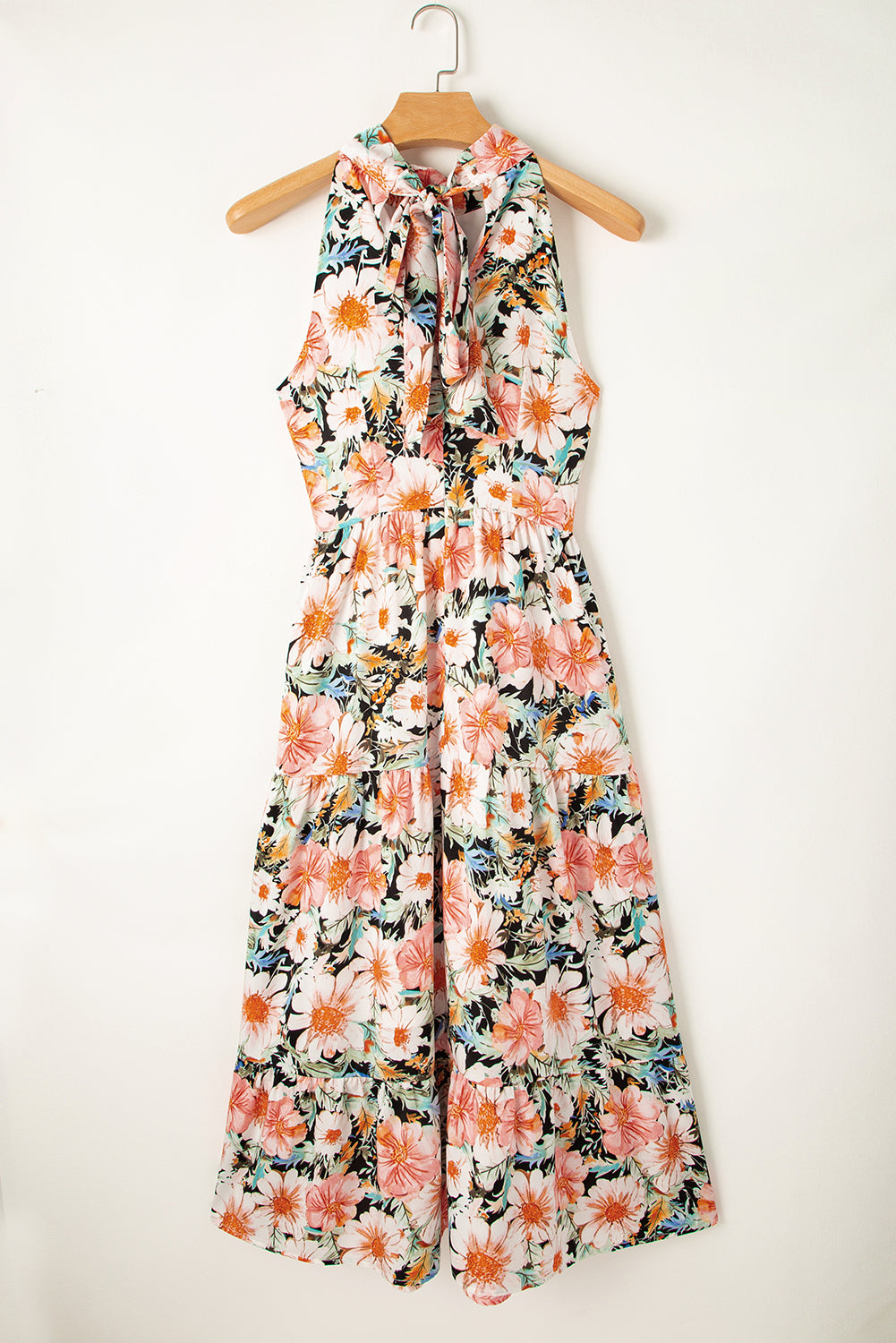 Women's Bohemian Floral-Print Knotted Halter Maxi Dress