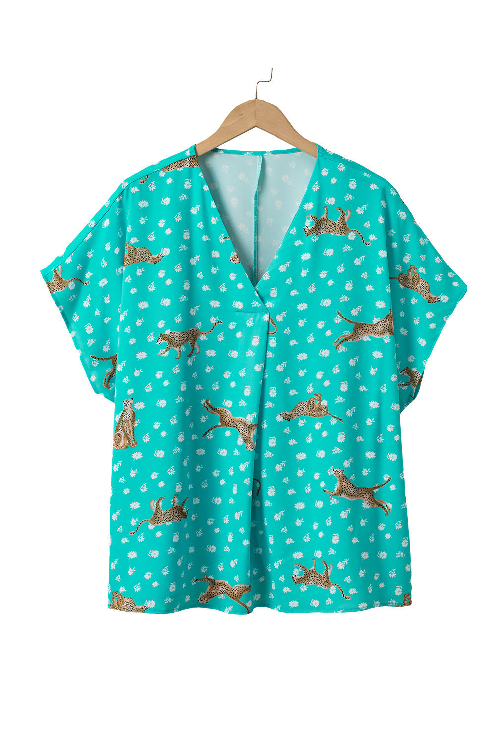 Women's Top with Cheetah V Neck Plus Size