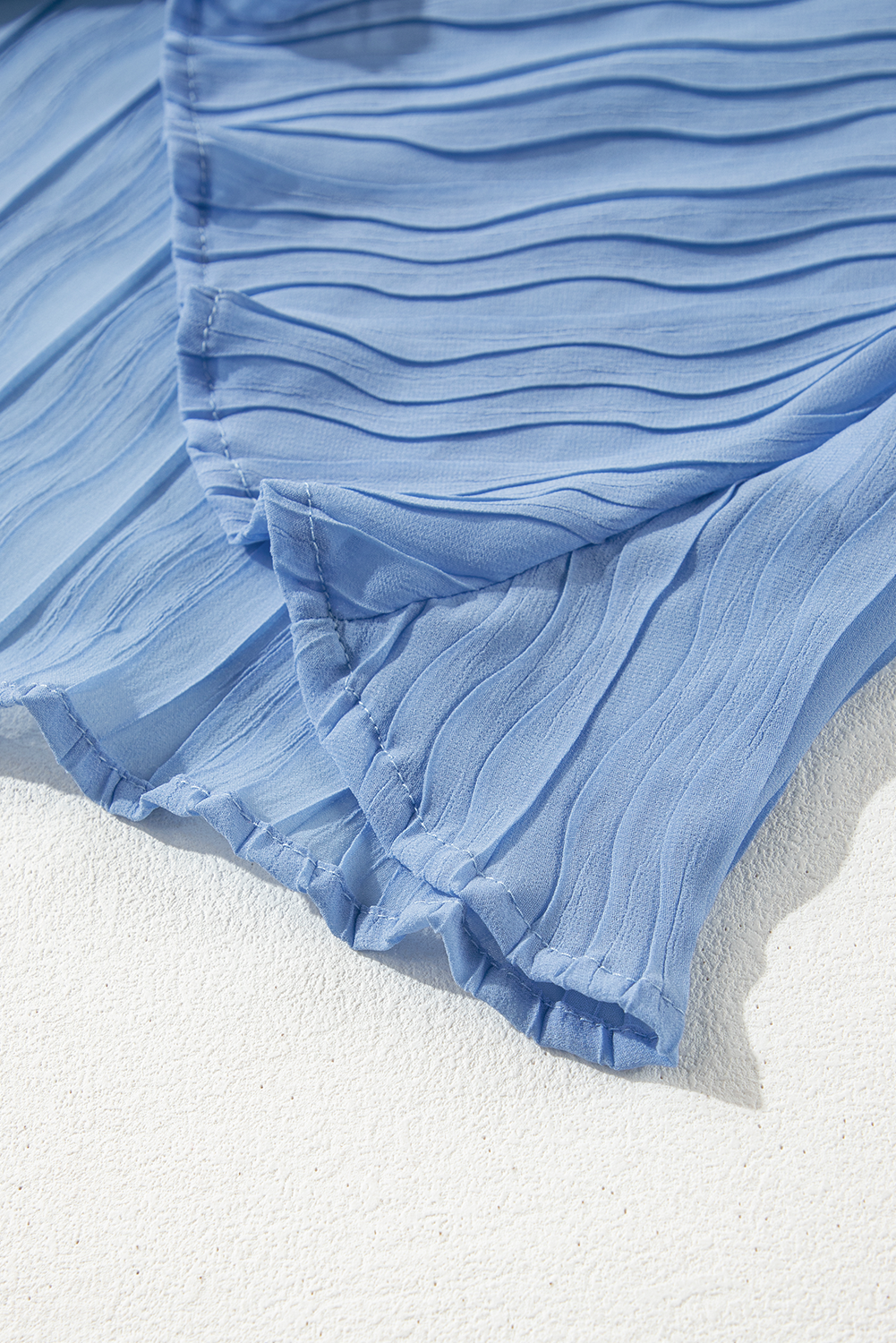 Textured Pleated Tied Mock Neck Flowy Tank Top