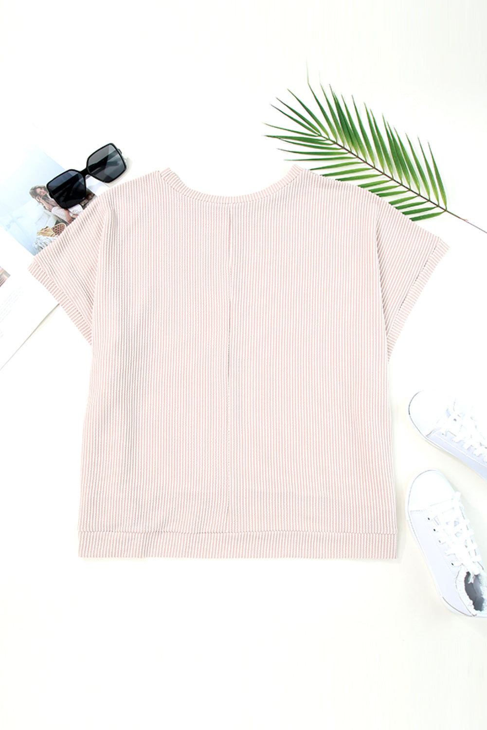 Women's T Shirt with Knitted Tunic Oversized Rib-Knitted