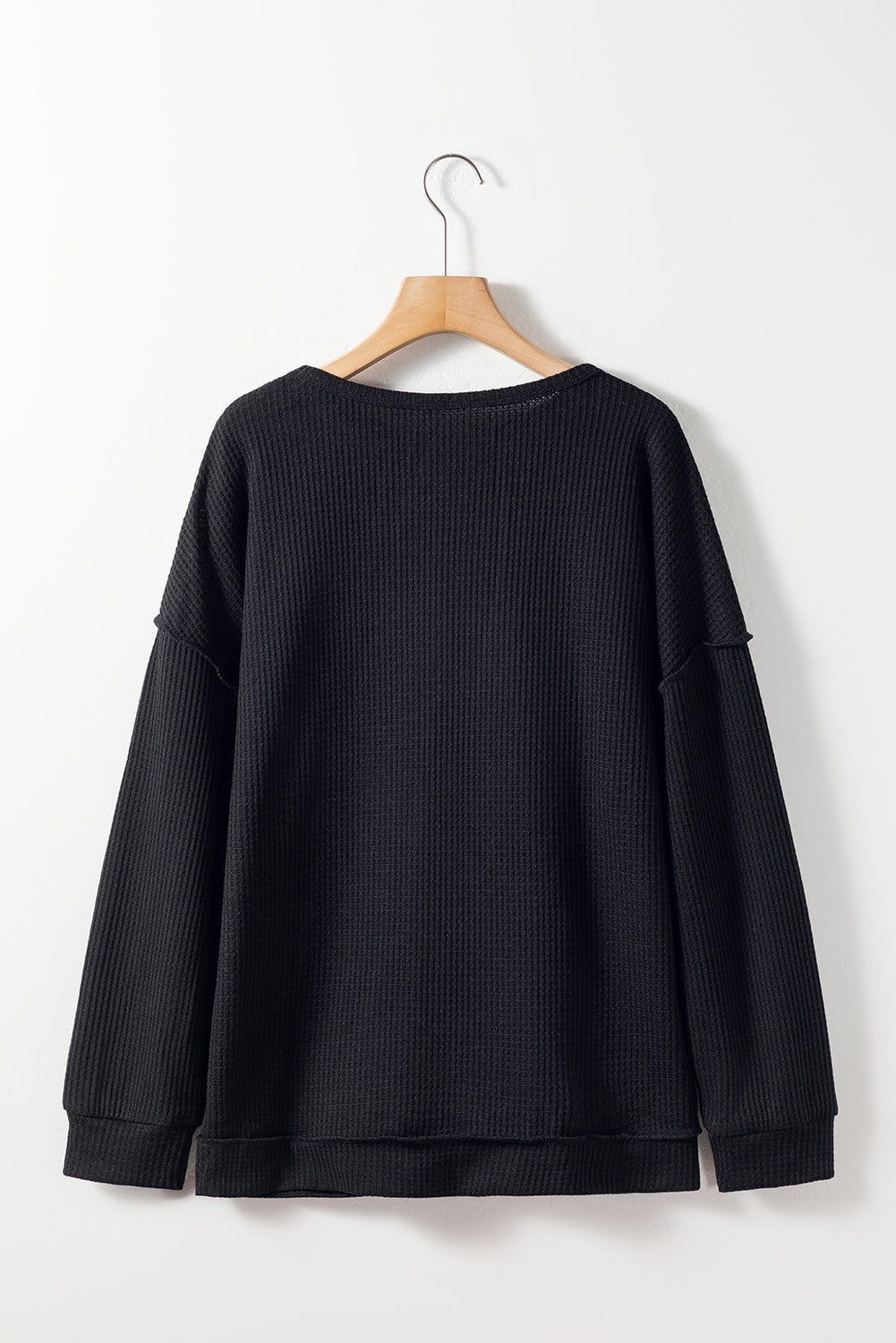 Women's Plus Size Patchwork Waffle Knitted Top