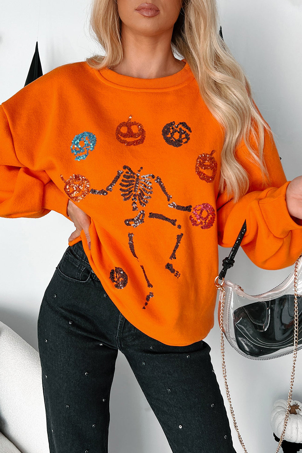 Dancing Critters Sequin Halloween Crewneck Sweatshirt