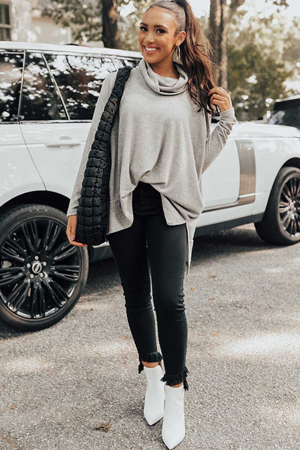 Women's Top Featuring Shift Tunic Cowl Neck