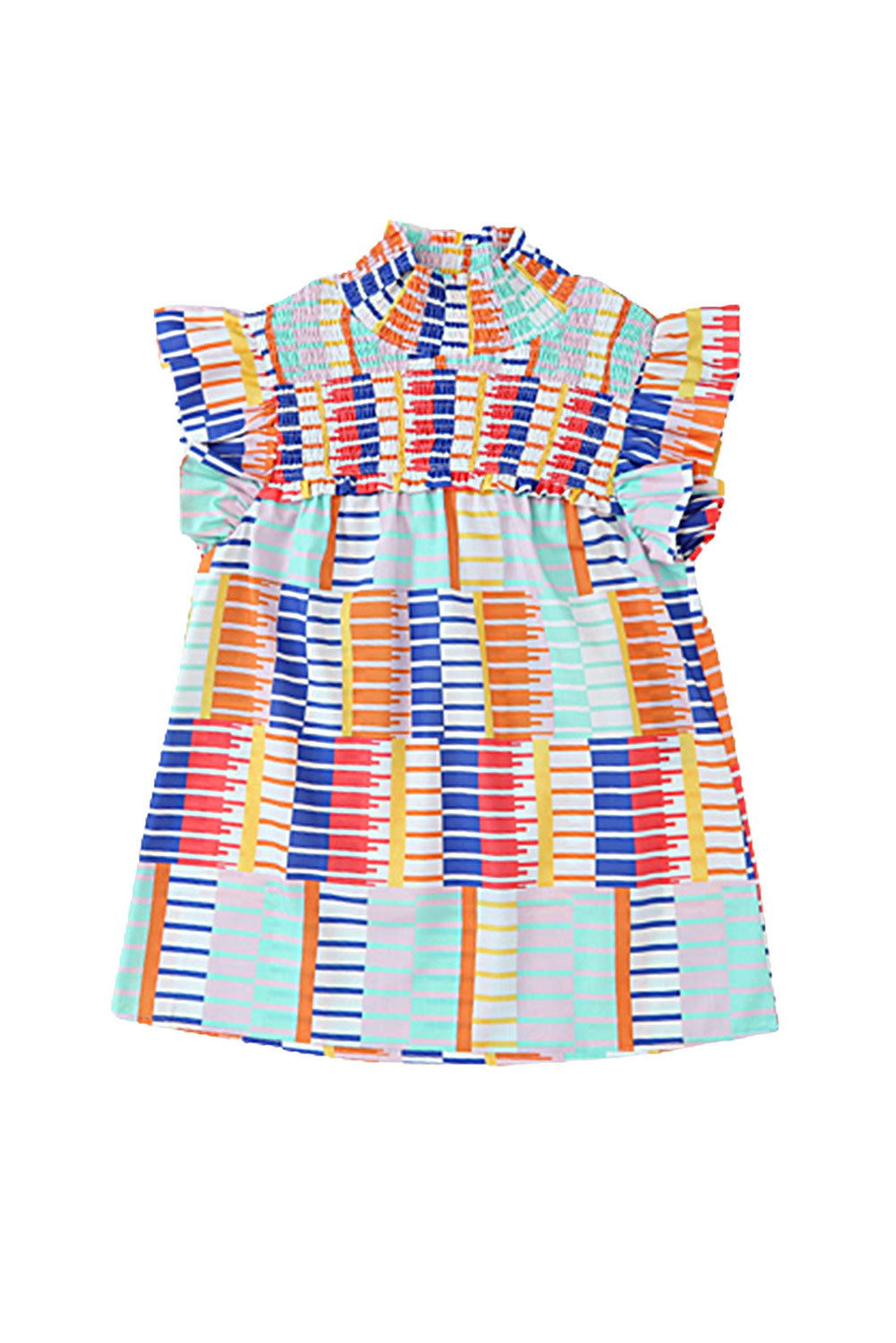 Women's Top Featuring Striped Mock Neck Flutter