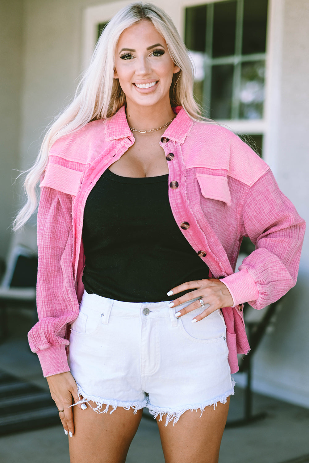 Women's Shacket Featuring Mineral Washed Cotton