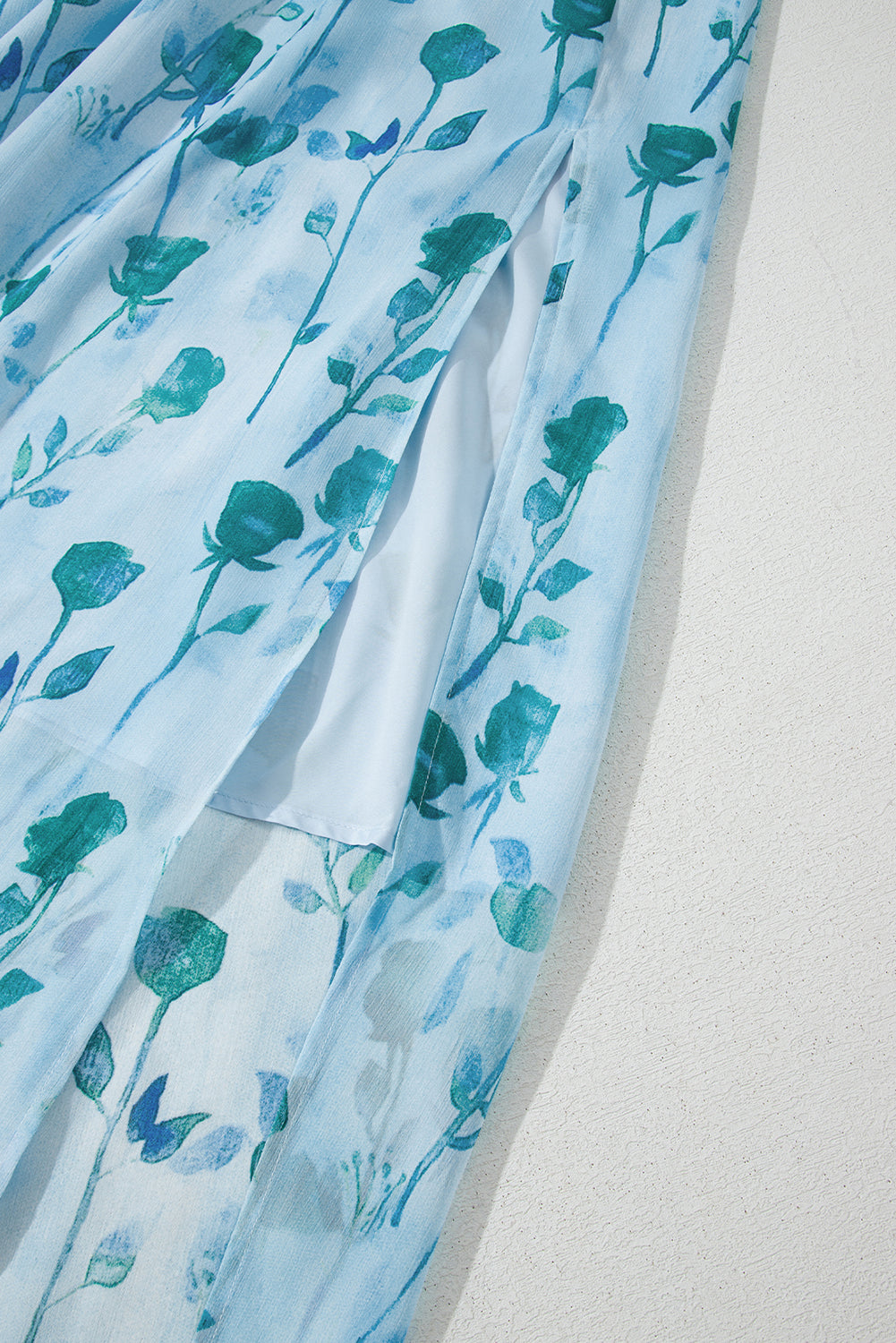 Floral Print Ruffled Side Slit Tube Top Maxi Dress