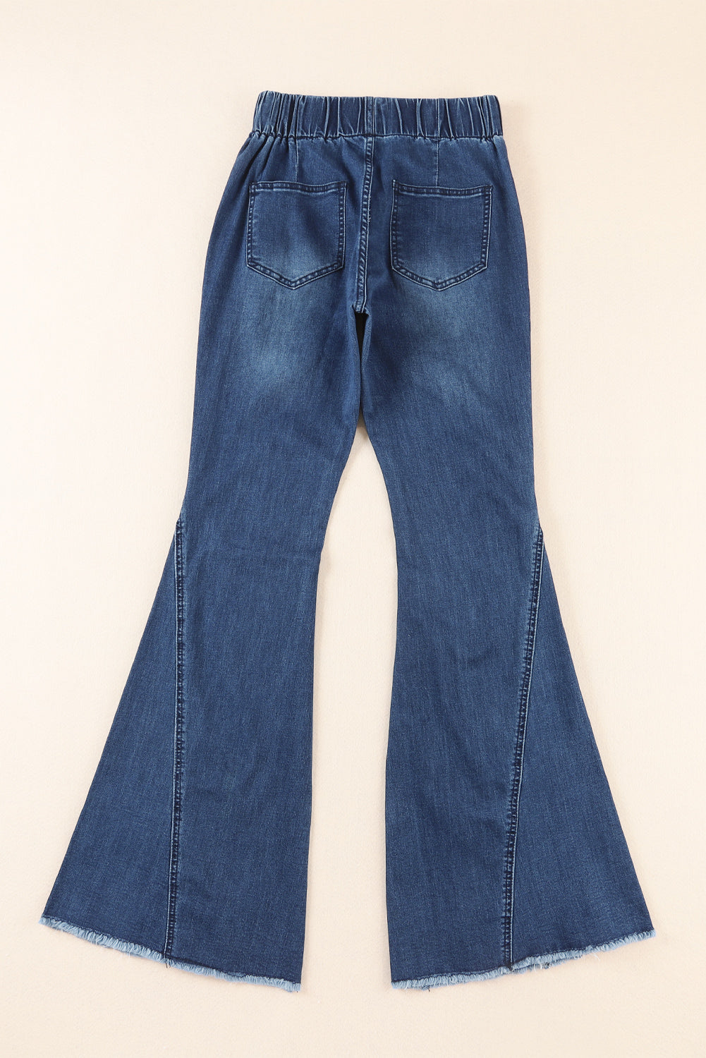 Women's Blue Raw-Edge Flared Jeans