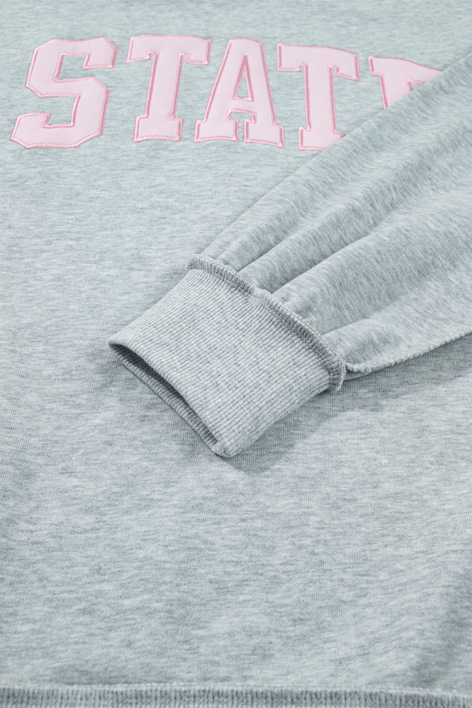 Grey Mock-Neck Light Mock-Neck Letter Embroidered Loose Sweatshirt