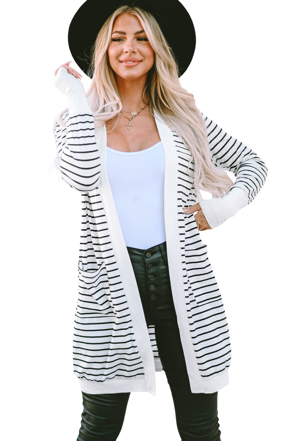 Women's Open Front Side Pockets Cardigan