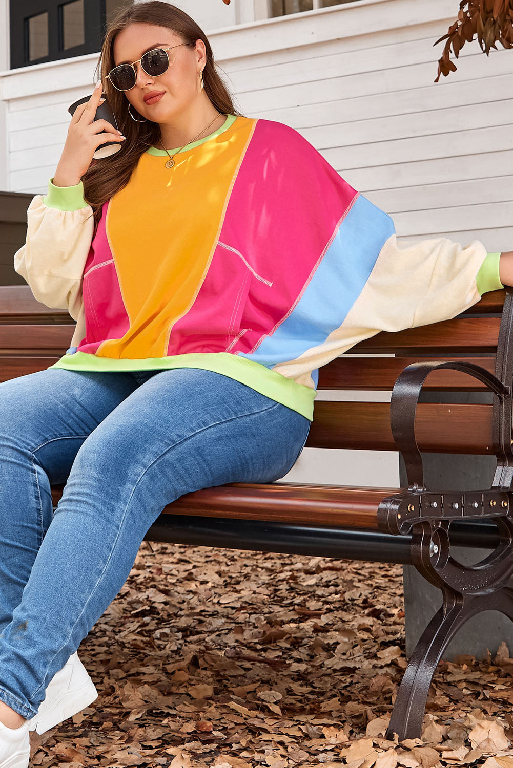 Women's Plus Size Exposed Seam Sweatshirt
