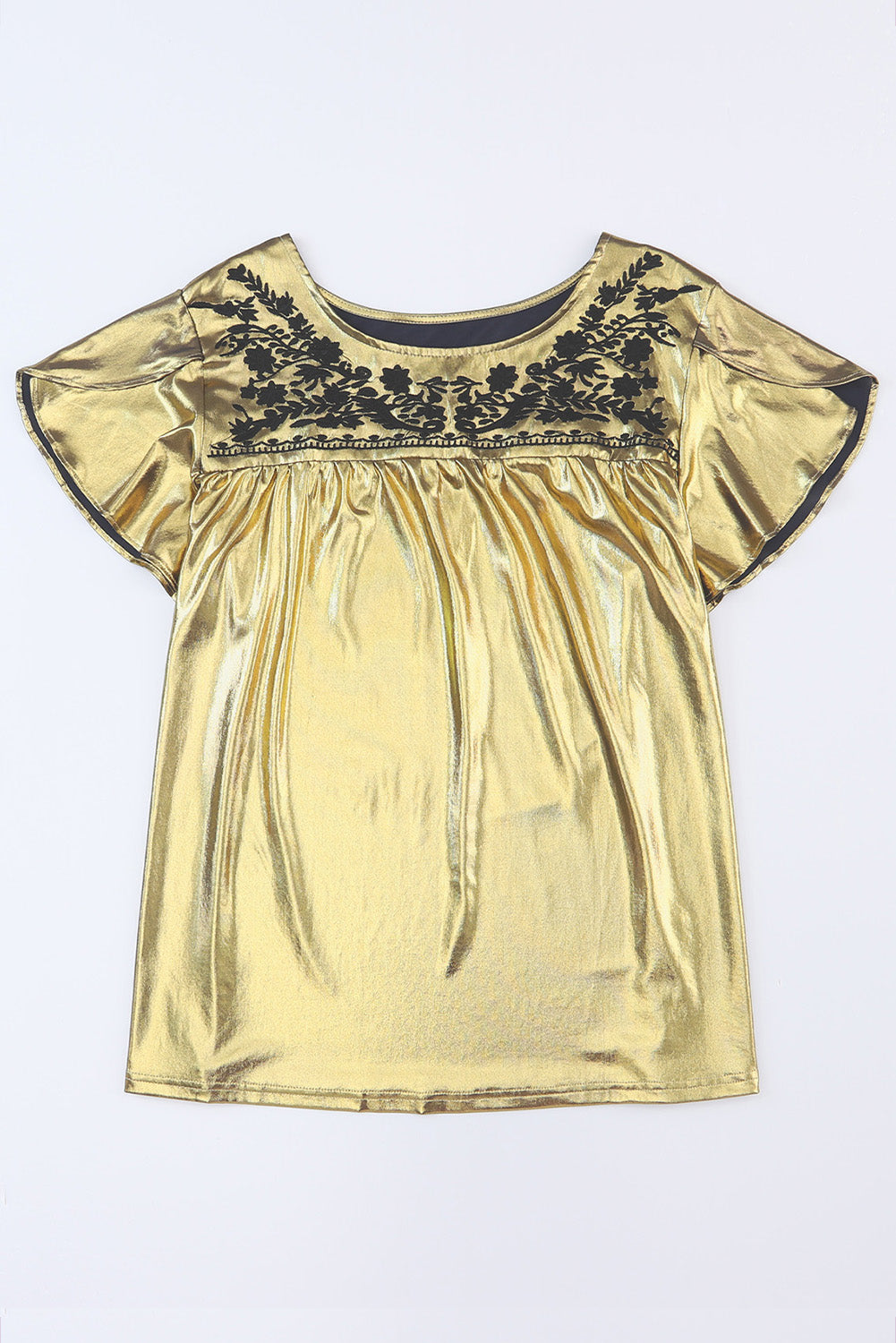 Women's Top Featuring Embroidered Plus Size Floral-Print