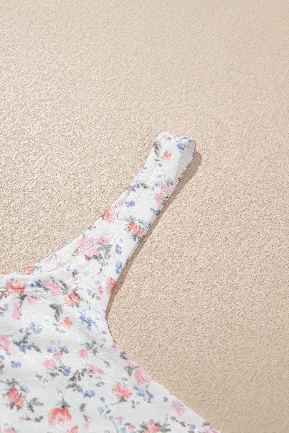 White Floral Square Neck Sleeveless Bodysuit