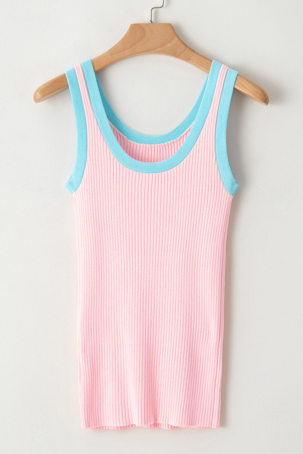 Women's Tank Top Featuring Knitted U Neck Edge Rib-Knitted