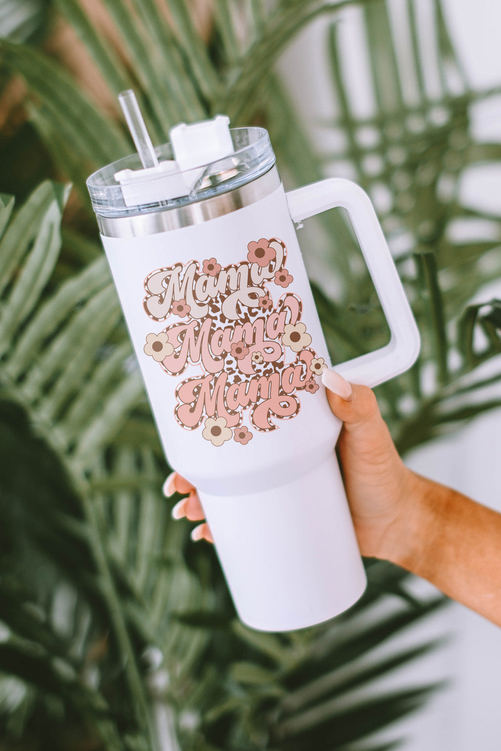 Flower Leopard-Print mama Leopard-Print Stainless Steel Insulate Cup 40oz