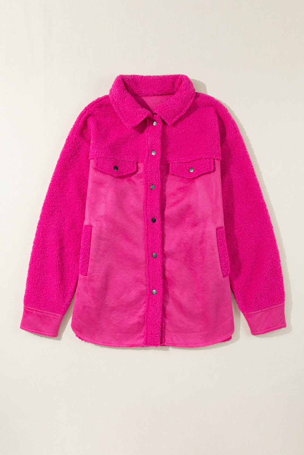 Women's Shacket Featuring Button Faux Suede