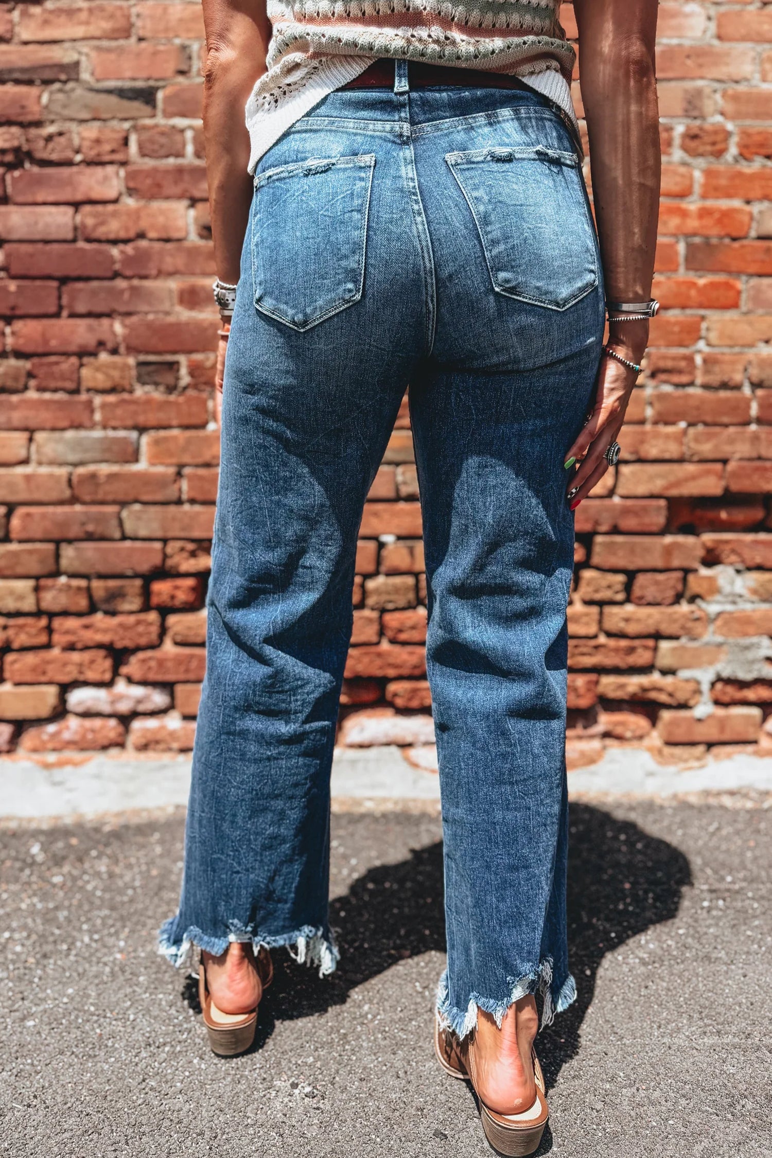 Women High-Waisted Ashleigh Blue Frayed Hem Flare Jeans