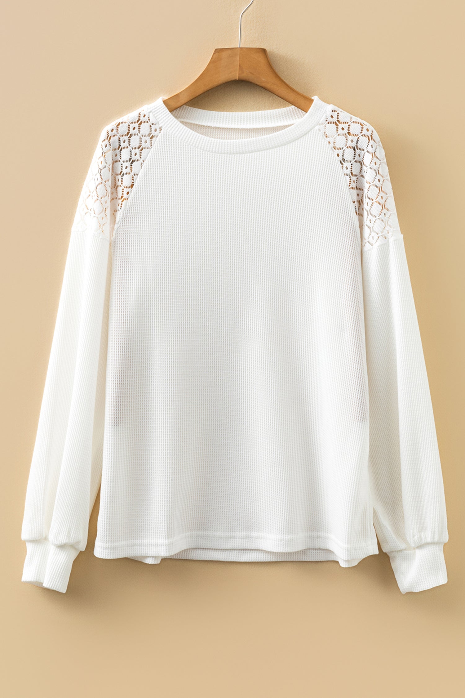 Lace Long-Sleeved Textured Pullover Style