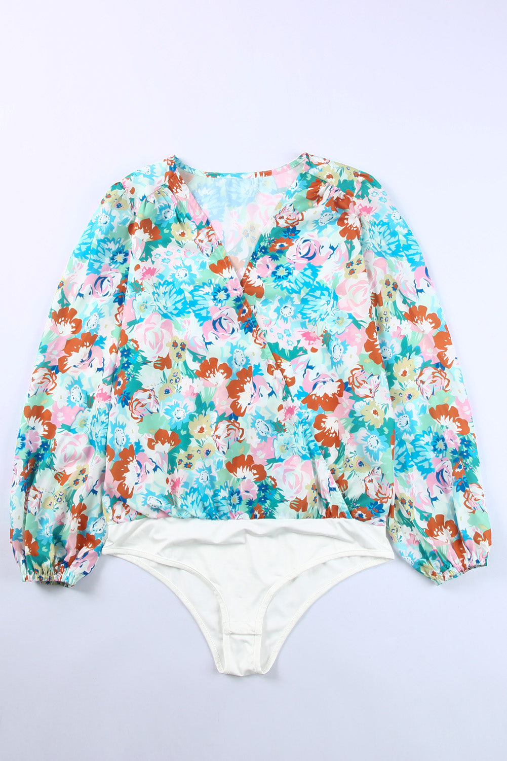 Bodysuit for Women Floral-Print Print Wrap