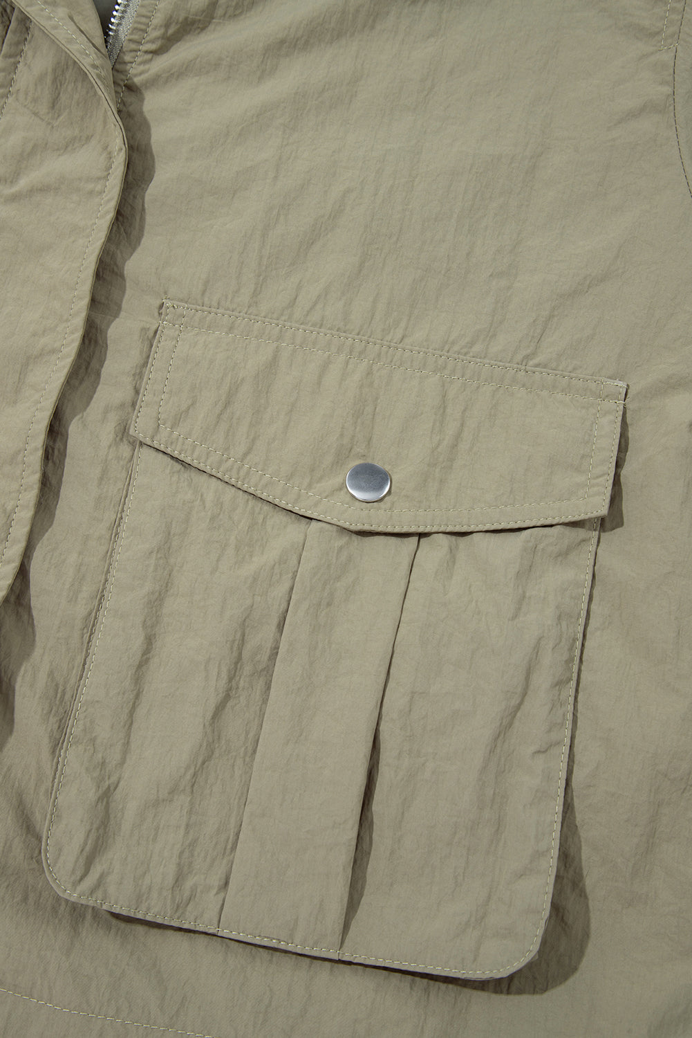 Zip Laurel Green Pocket Cropped Hooded Utility Jacket