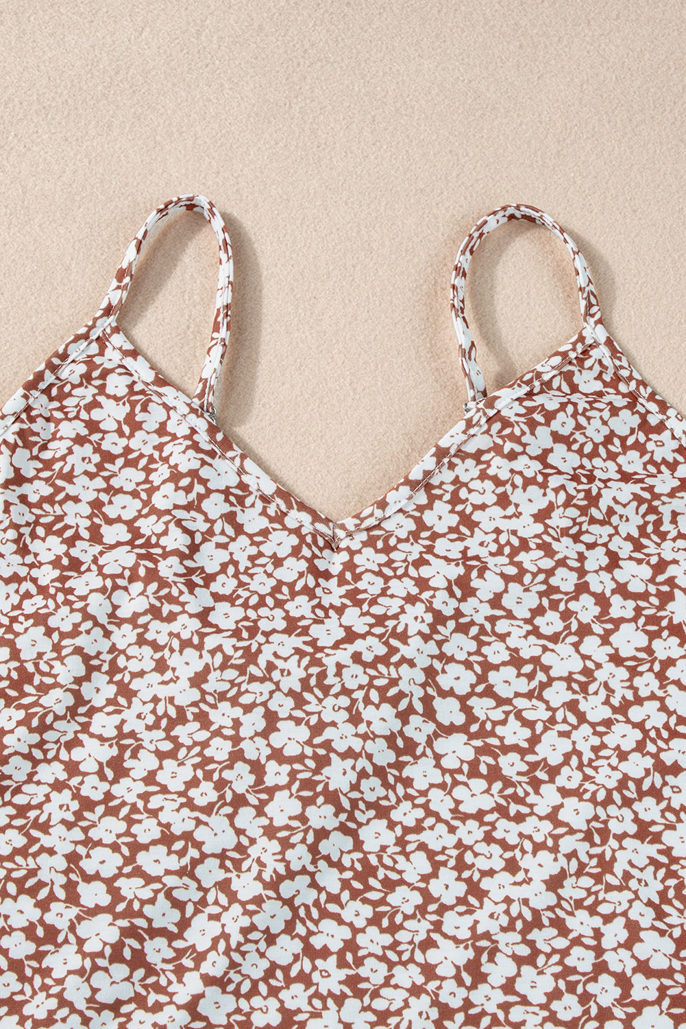 Women's Bodysuit with Floral-Print Spaghetti Strap V Neck