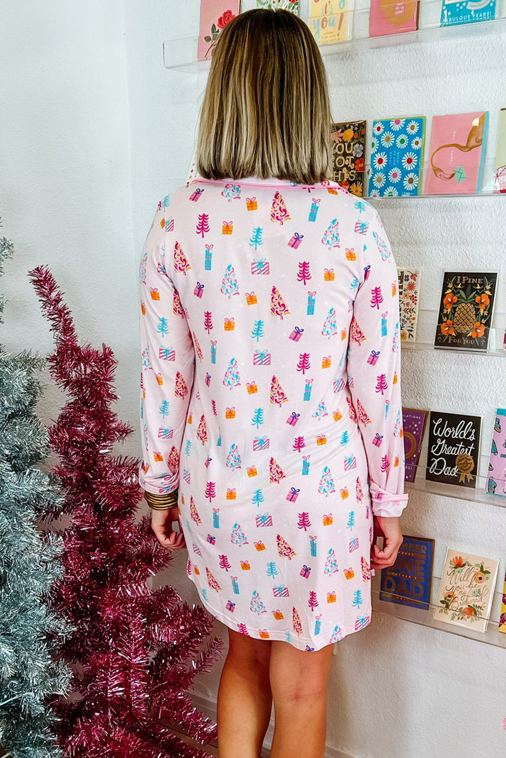 Twinkle Tree Christmas Tree Print Shirt Sleep Dress