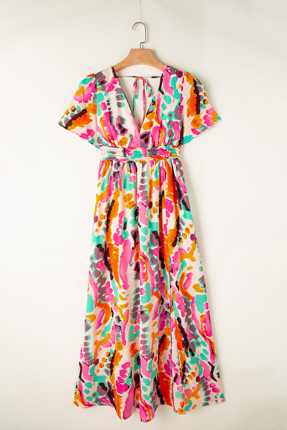 Women's Maxi Dress Featuring Tie-dye V Neck Bohemian